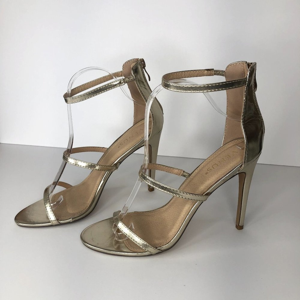 VENUS Gold Strappy Heels
